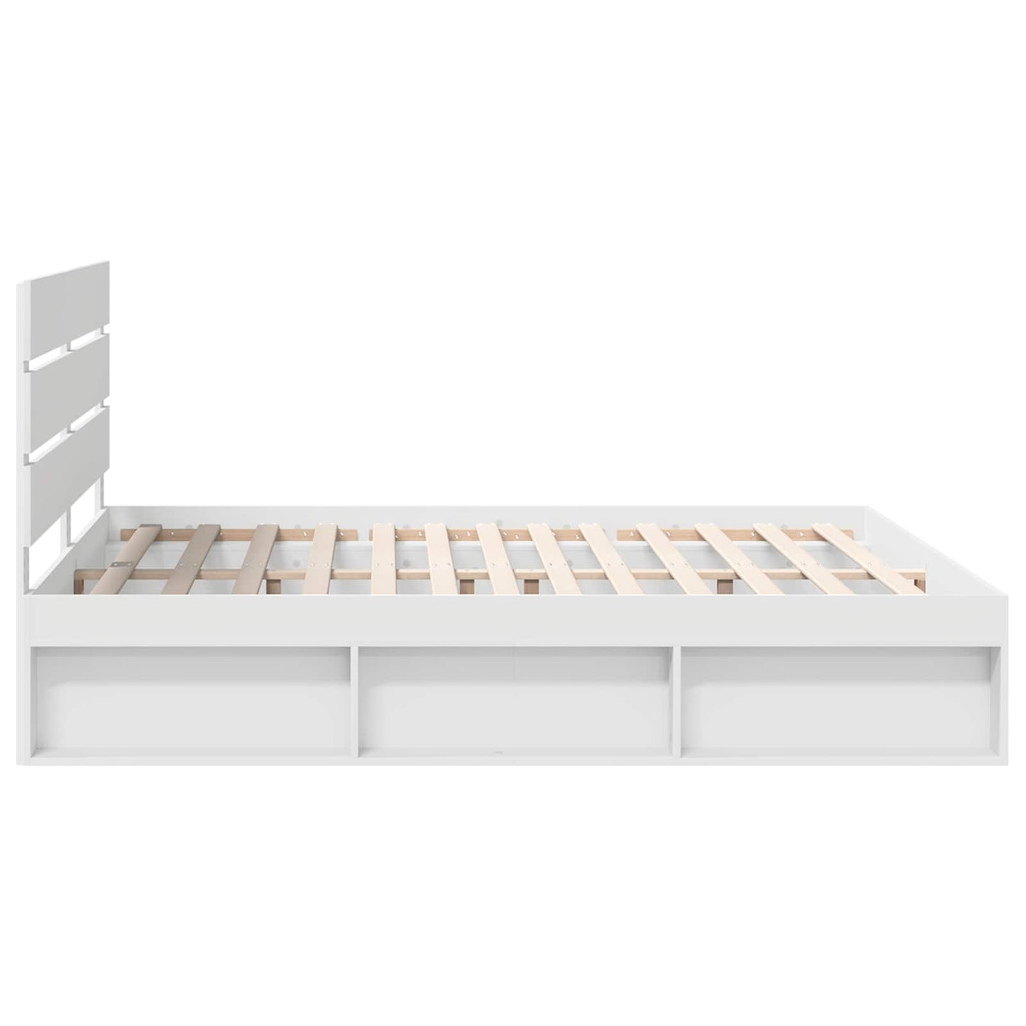 Bed Frame with Headboard White 200 x 200 cm Solid Pine Wood