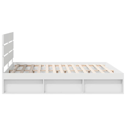 Bed Frame with Headboard White 200 x 200 cm Solid Pine Wood