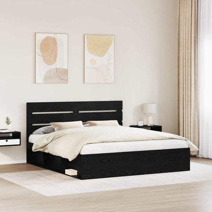 Bed Frame with Headboard Black 200 x 200 cm Solid Pine Wood