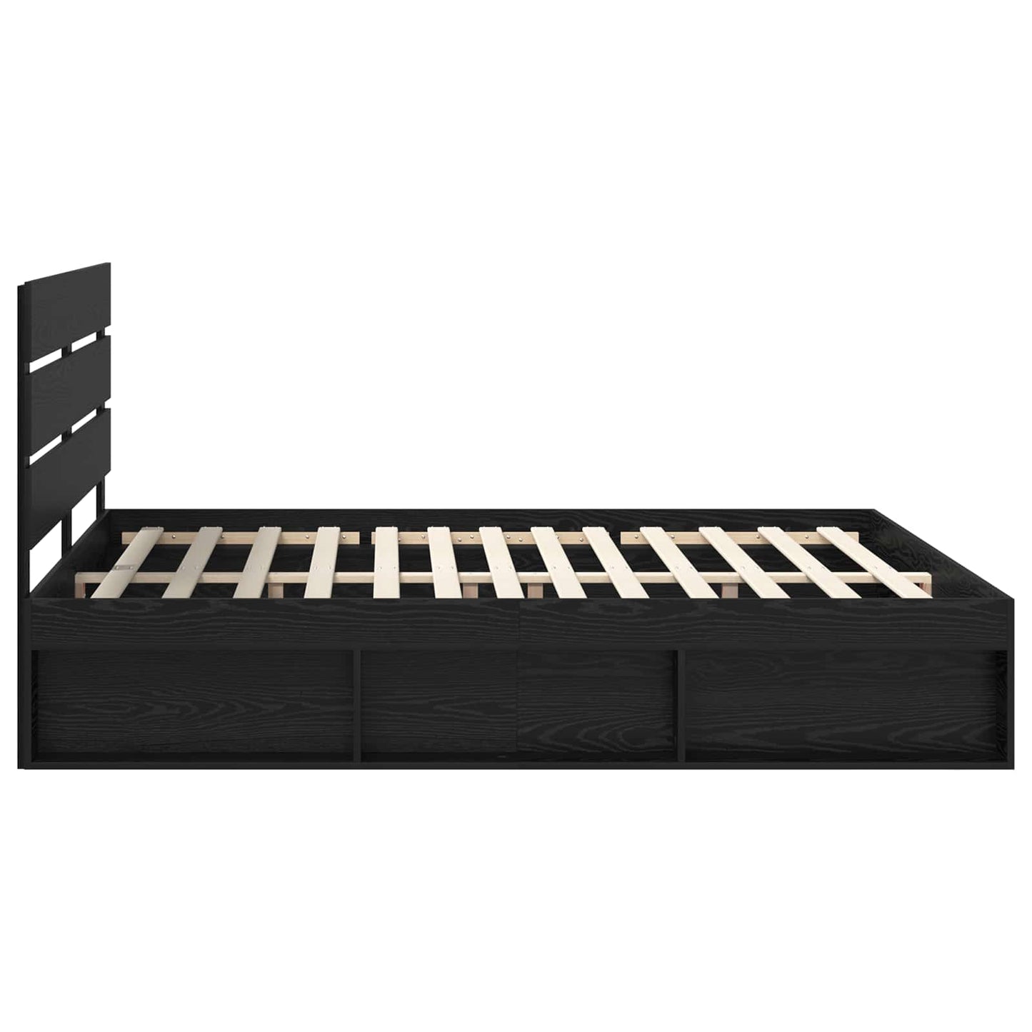 Bed Frame with Headboard Black 200 x 200 cm Solid Pine Wood