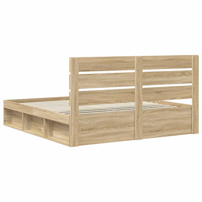 Bed Frame with Headboard Sonoma 200 x 200 cm Solid Pine Wood