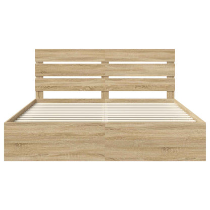 Bed Frame with Headboard Sonoma 200 x 200 cm Solid Pine Wood