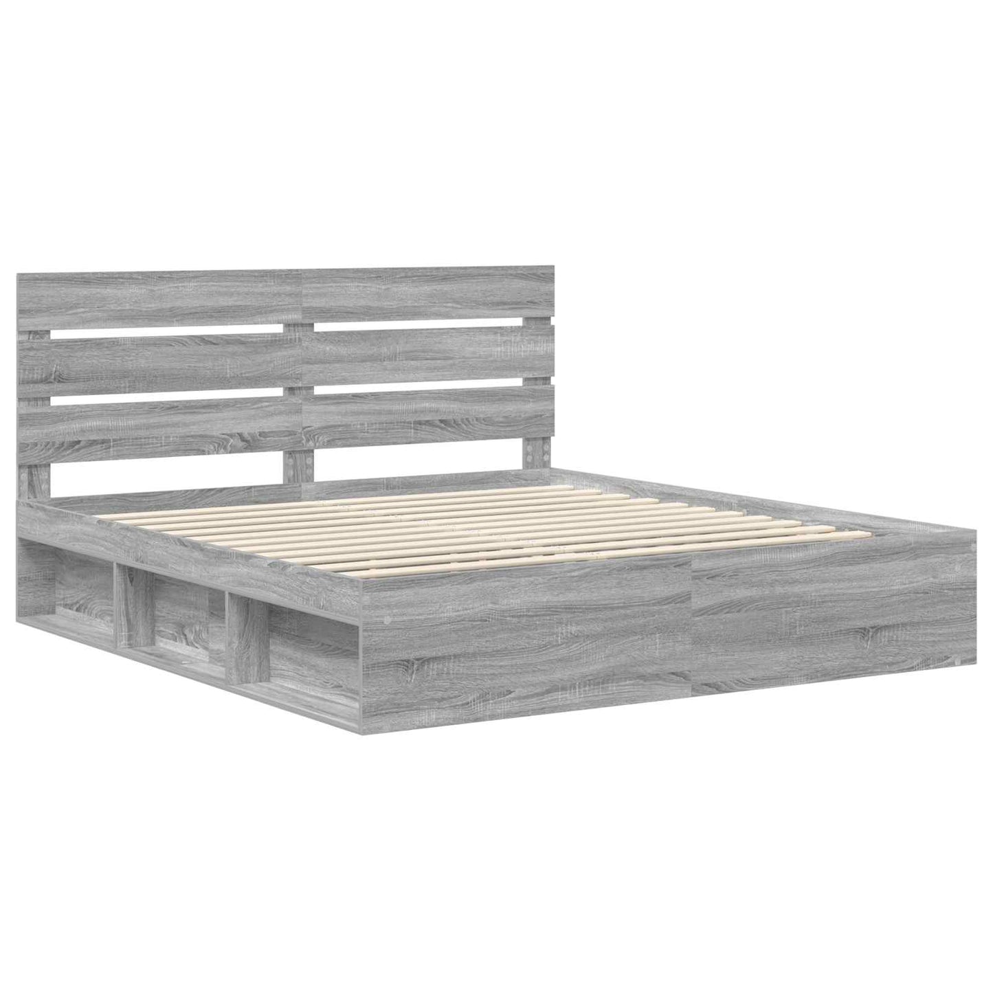 Bed Frame Grey Sonoma 200 x 200 cm Solid Pine Wood
