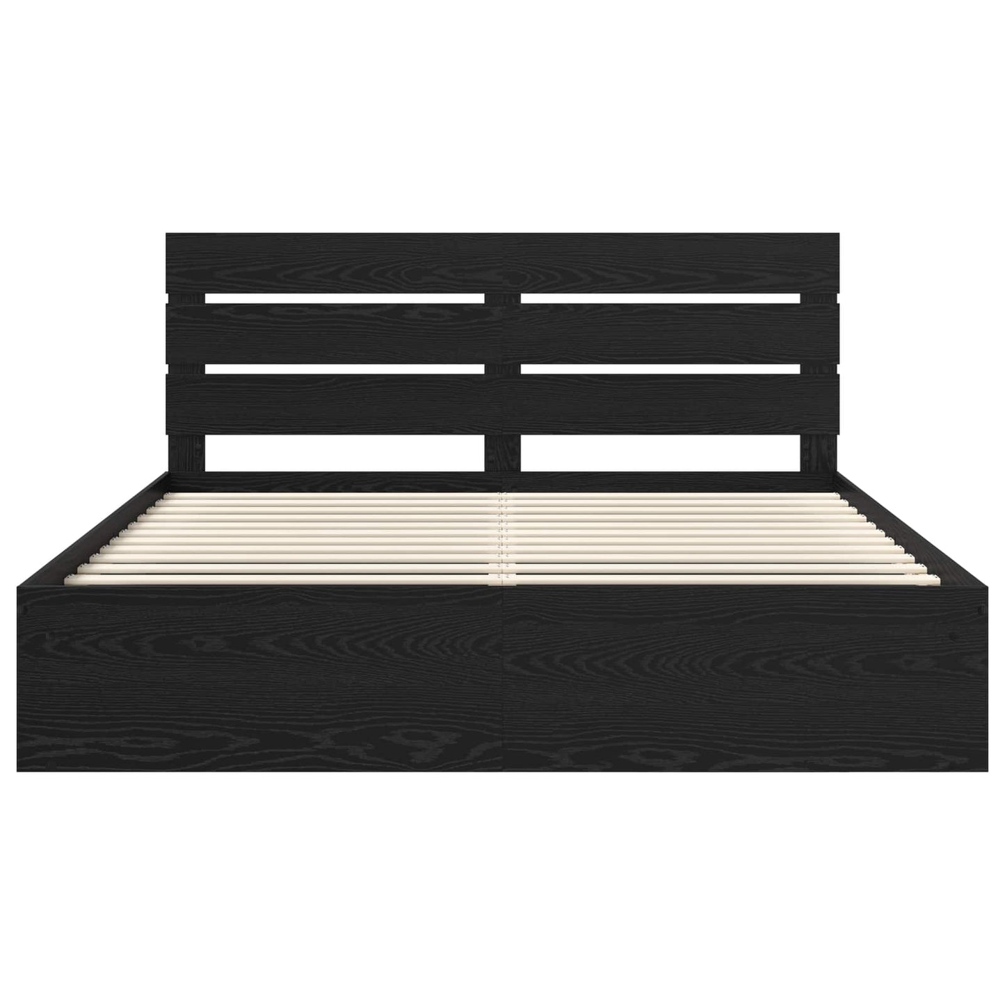 Bed Frame with Headboard Black 180 x 200 cm Solid Pine Wood