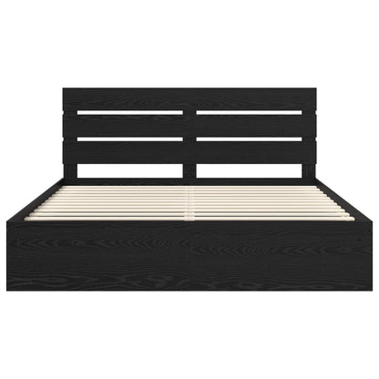 Bed Frame with Headboard Black 180 x 200 cm Solid Pine Wood