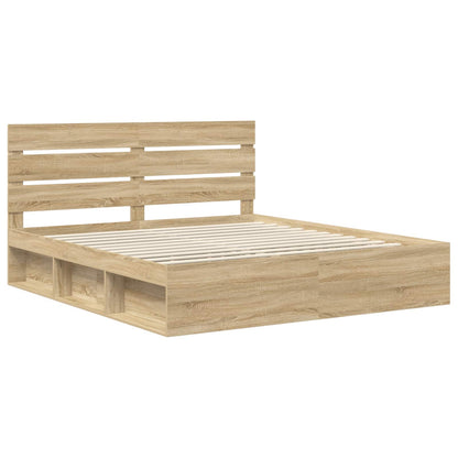 Bed Frame with Headboard Sonoma 180 x 200 cm Solid Pine Wood