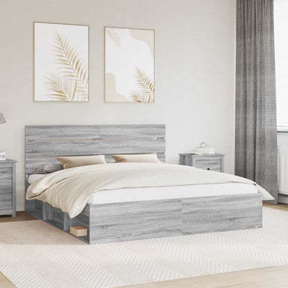 Bed Frame Grey Sonoma 180 x 200 cm Solid Pine Wood