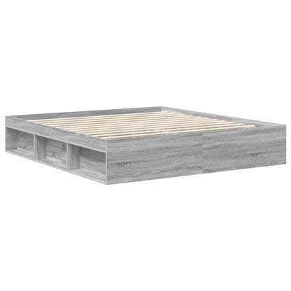 Bed Frame Grey Sonoma 180 x 200 cm Solid Pine Wood