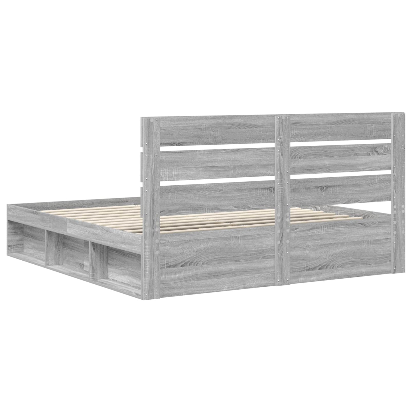 Bed Frame Grey Sonoma 180 x 200 cm Solid Pine Wood