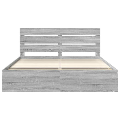 Bed Frame Grey Sonoma 180 x 200 cm Solid Pine Wood