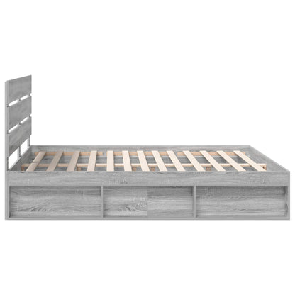 Bed Frame Grey Sonoma 180 x 200 cm Solid Pine Wood