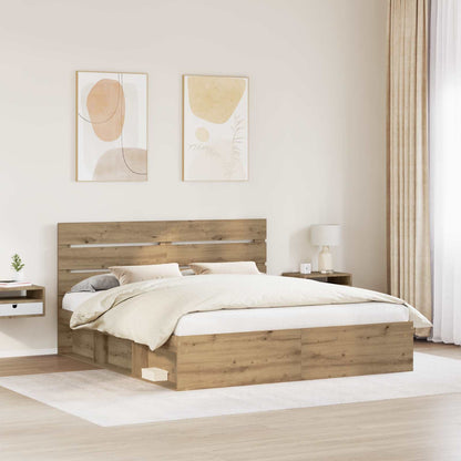 Bed Frame Artisian Oak 180 x 200 cm Solid Pine Wood
