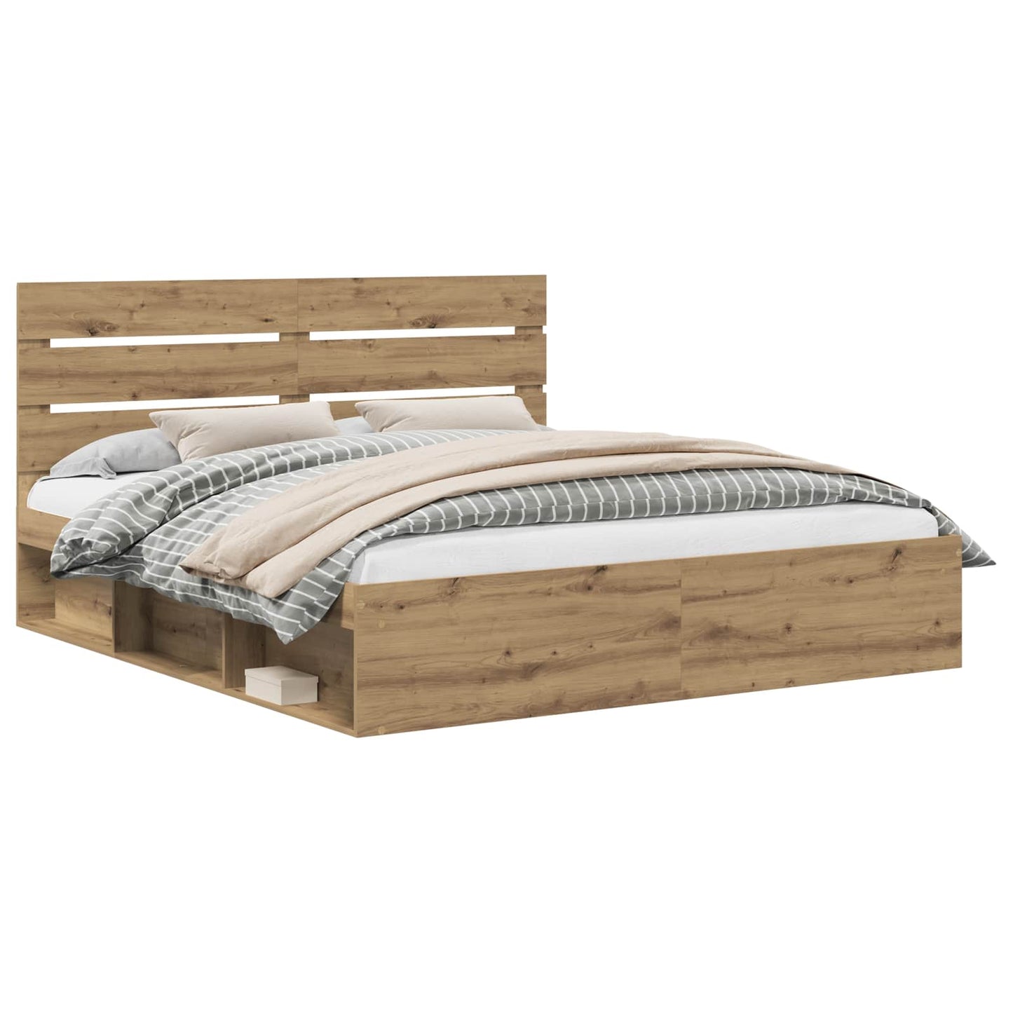 Bed Frame Artisian Oak 180 x 200 cm Solid Pine Wood