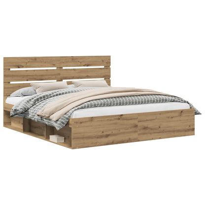 Bed Frame Artisian Oak 180 x 200 cm Solid Pine Wood