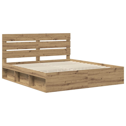 Bed Frame Artisian Oak 180 x 200 cm Solid Pine Wood