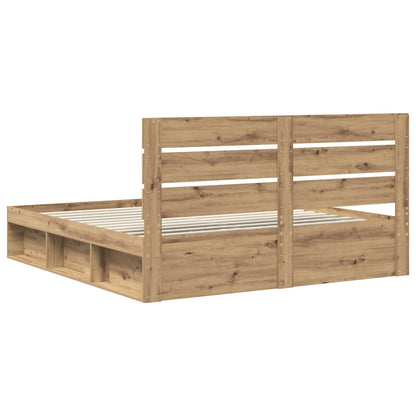 Bed Frame Artisian Oak 180 x 200 cm Solid Pine Wood