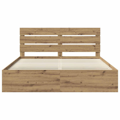 Bed Frame Artisian Oak 180 x 200 cm Solid Pine Wood