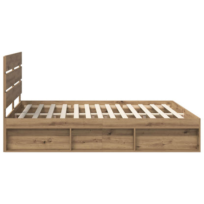 Bed Frame Artisian Oak 180 x 200 cm Solid Pine Wood