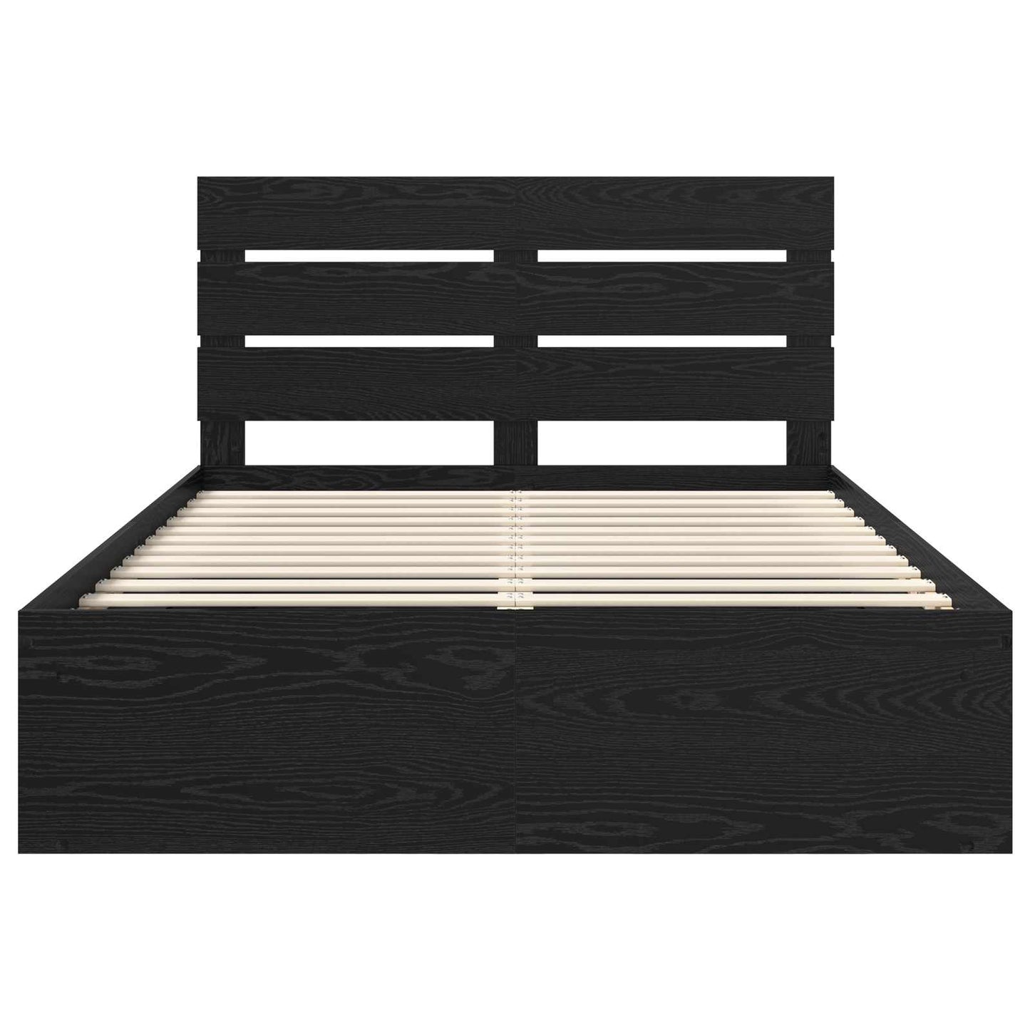 Bed Frame with Headboard Black 160 x 200 cm Solid Pine Wood