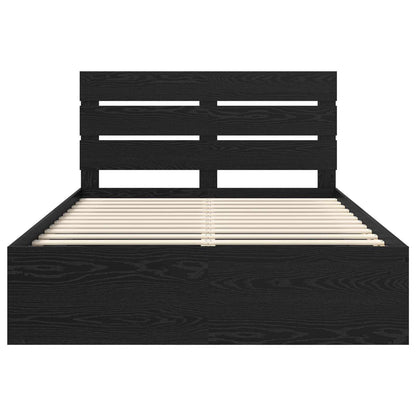 Bed Frame with Headboard Black 160 x 200 cm Solid Pine Wood