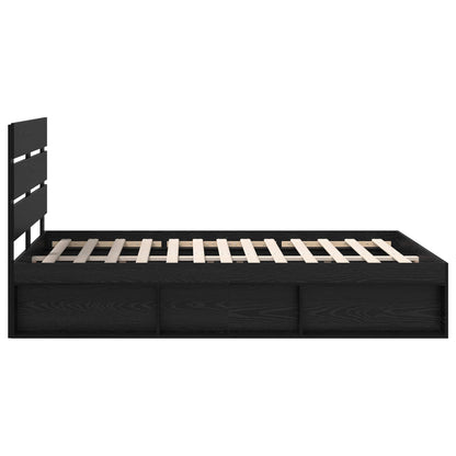Bed Frame with Headboard Black 160 x 200 cm Solid Pine Wood