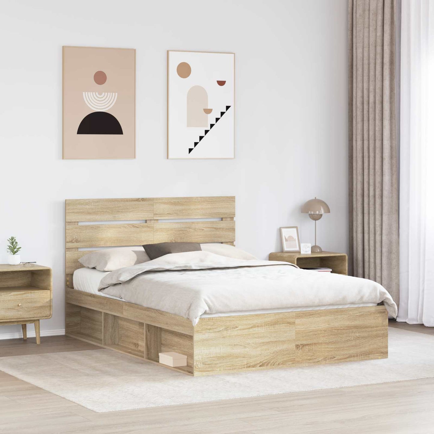 Bed Frame with Headboard Sonoma 160 x 200 cm Solid Pine Wood