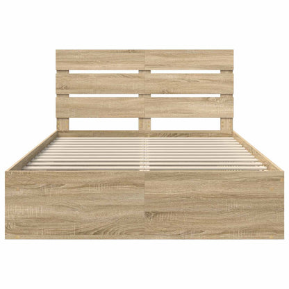 Bed Frame with Headboard Sonoma 160 x 200 cm Solid Pine Wood