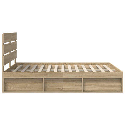 Bed Frame with Headboard Sonoma 160 x 200 cm Solid Pine Wood