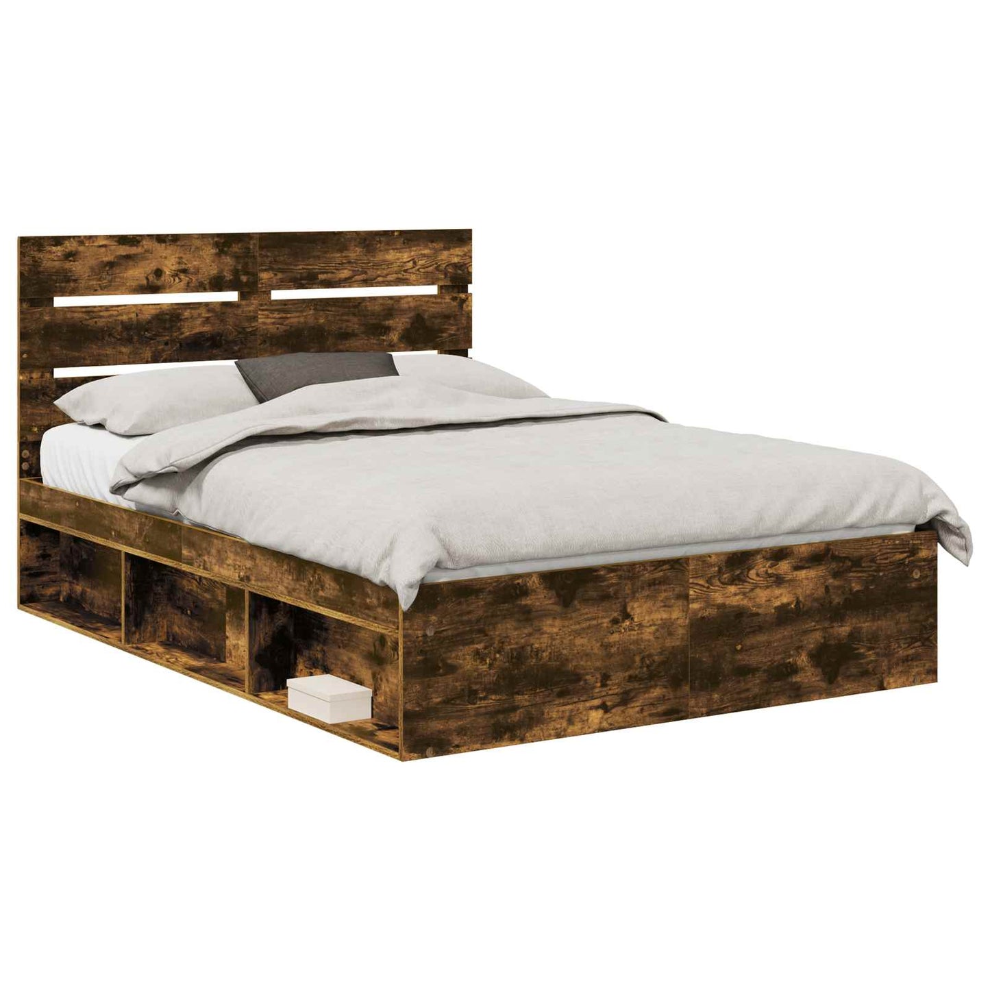 Bed Frame Smoked Oak 160 x 200 cm Solid Pine Wood