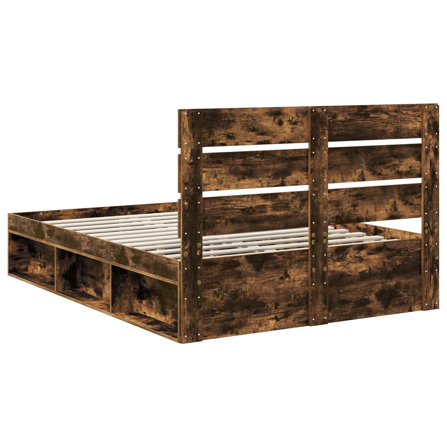 Bed Frame Smoked Oak 160 x 200 cm Solid Pine Wood