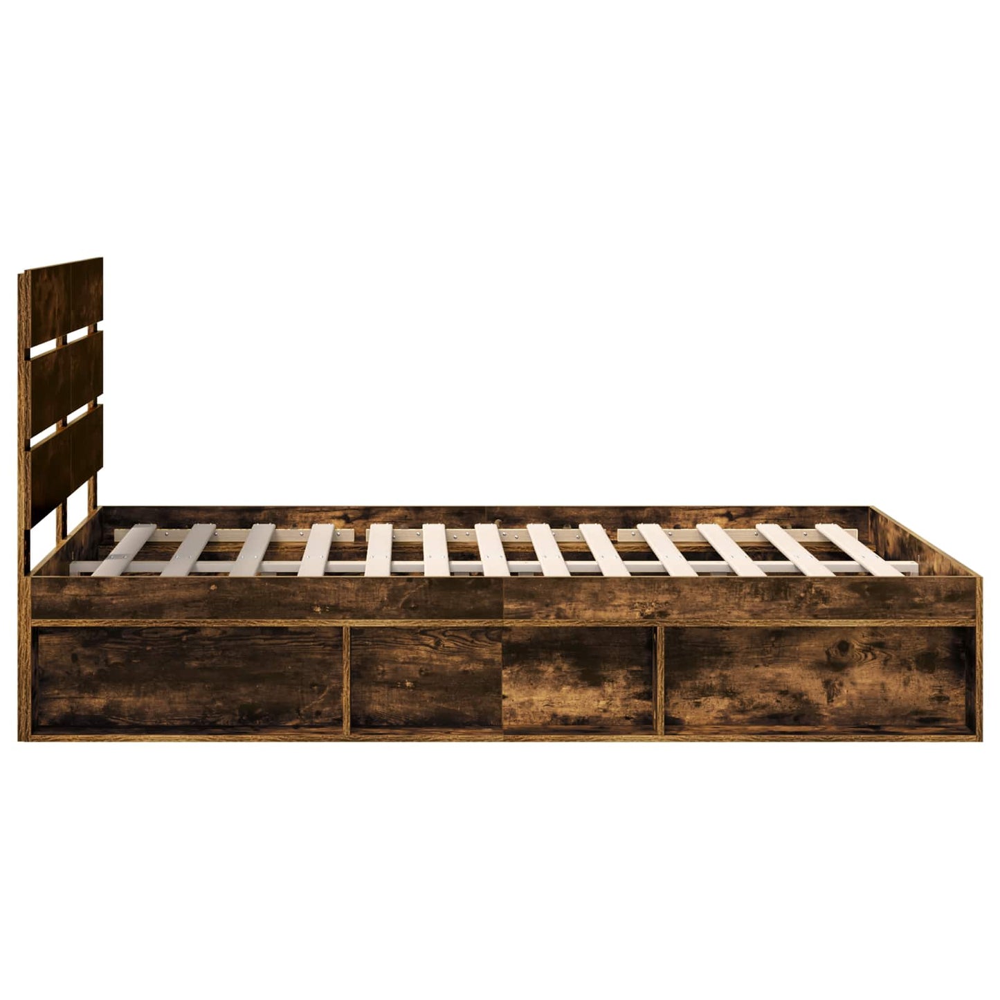 Bed Frame Smoked Oak 160 x 200 cm Solid Pine Wood