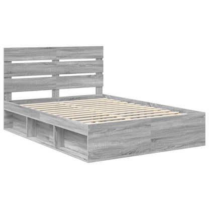 Bed Frame Grey Sonoma 160 x 200 cm Solid Pine Wood