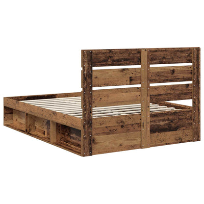 Bed Frame with Headboard Old Wood 160 x 200 cm Solid Pine Wood