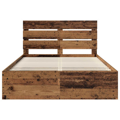 Bed Frame with Headboard Old Wood 160 x 200 cm Solid Pine Wood