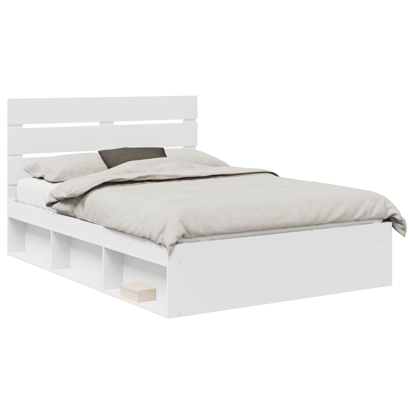 Bed Frame with Headboard White 150 x 200 cm Solid Pine Wood