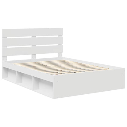 Bed Frame with Headboard White 150 x 200 cm Solid Pine Wood