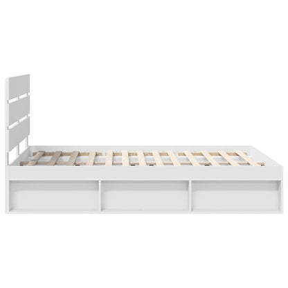 Bed Frame with Headboard White 150 x 200 cm Solid Pine Wood