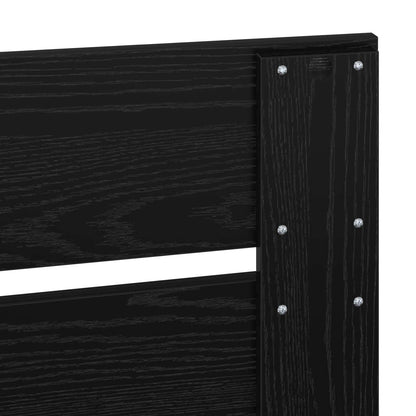 Bed Frame with Headboard Black 150 x 200 cm Solid Pine Wood