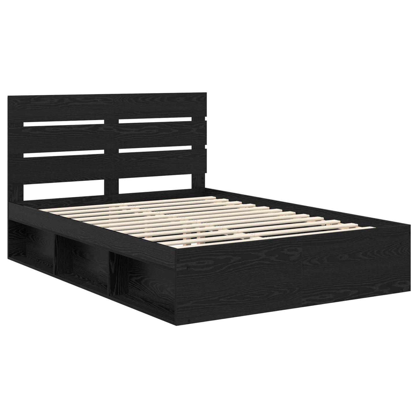 Bed Frame with Headboard Black 150 x 200 cm Solid Pine Wood