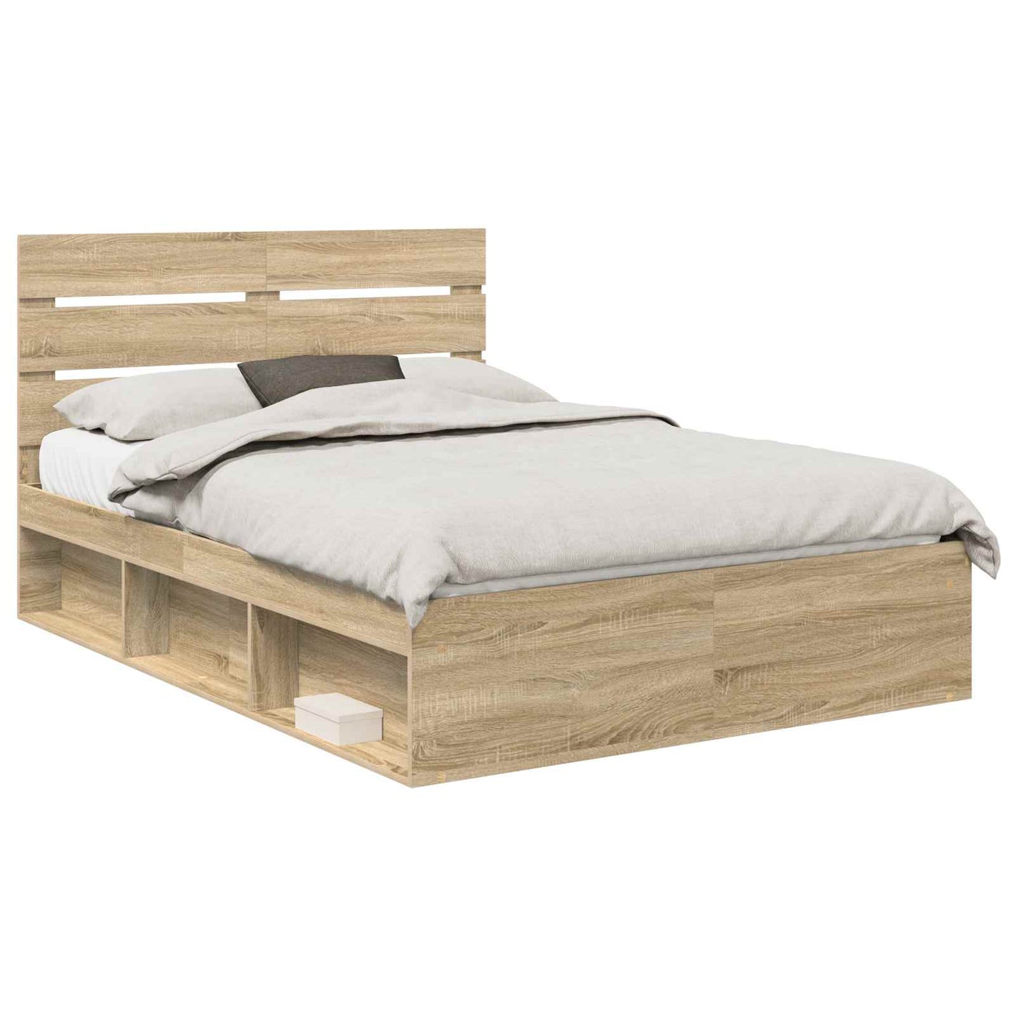 Bed Frame Sonoma Oak 150 x 200 cm Solid Pine Wood