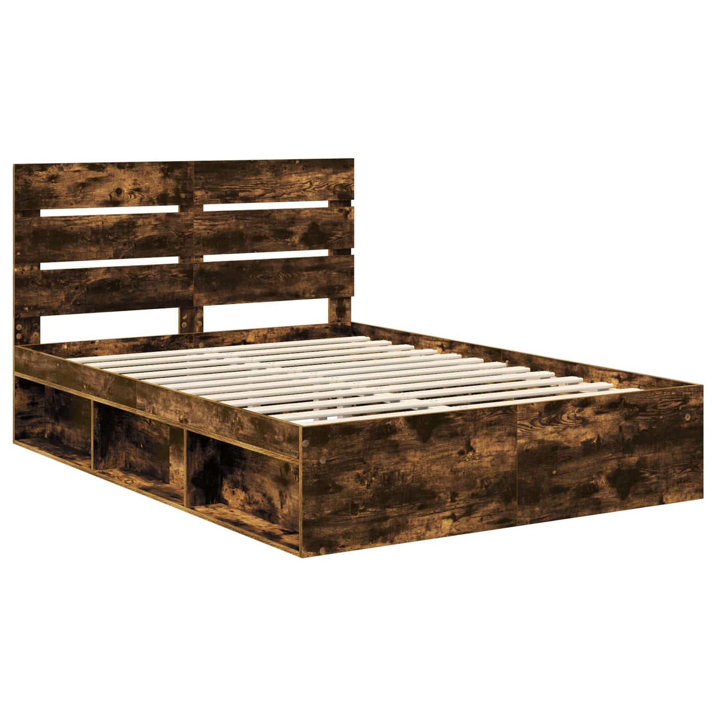 Bed Frame Smoked Oak 150 x 200 cm Solid Pine Wood