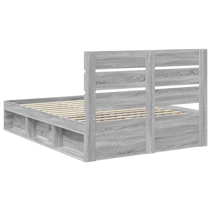 Bed Frame Grey Sonoma 150 x 200 cm Solid Pine Wood