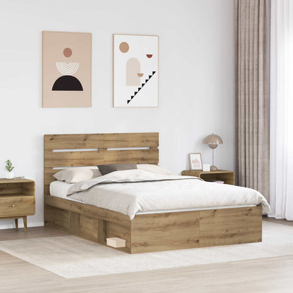 Bed Frame Artisian Oak 150 x 200 cm Solid Pine Wood