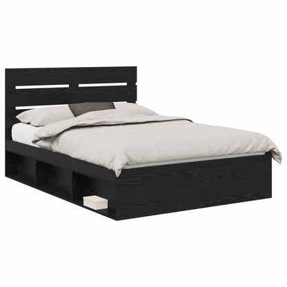 Bed Frame with Headboard Black 140 x 200 cm Solid Pine Wood