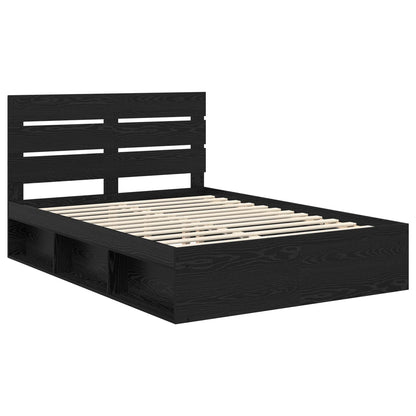 Bed Frame with Headboard Black 140 x 200 cm Solid Pine Wood