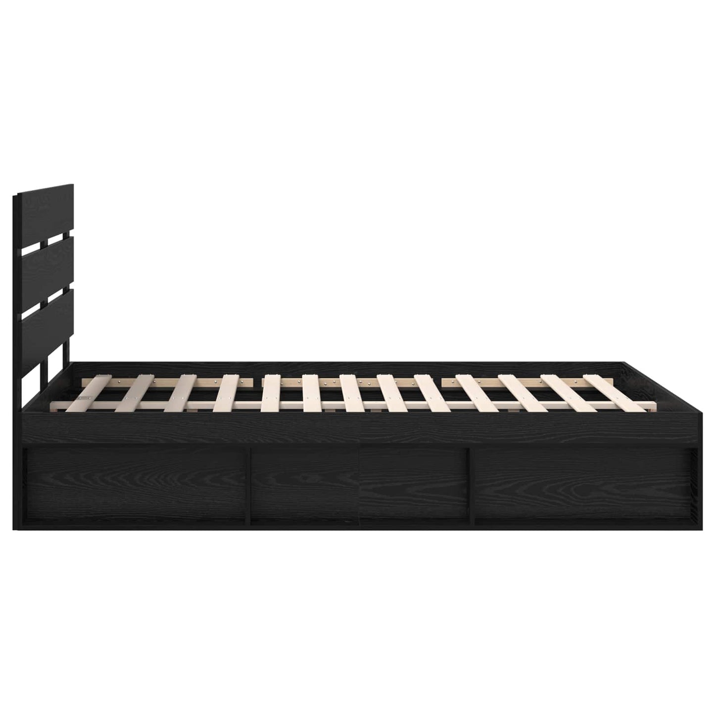 Bed Frame with Headboard Black 140 x 200 cm Solid Pine Wood