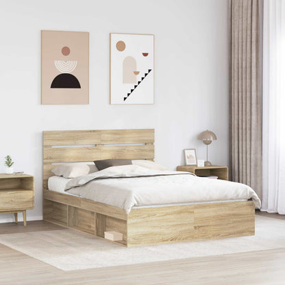 Bed Frame with Headboard Sonoma 140 x 200 cm Solid Pine Wood
