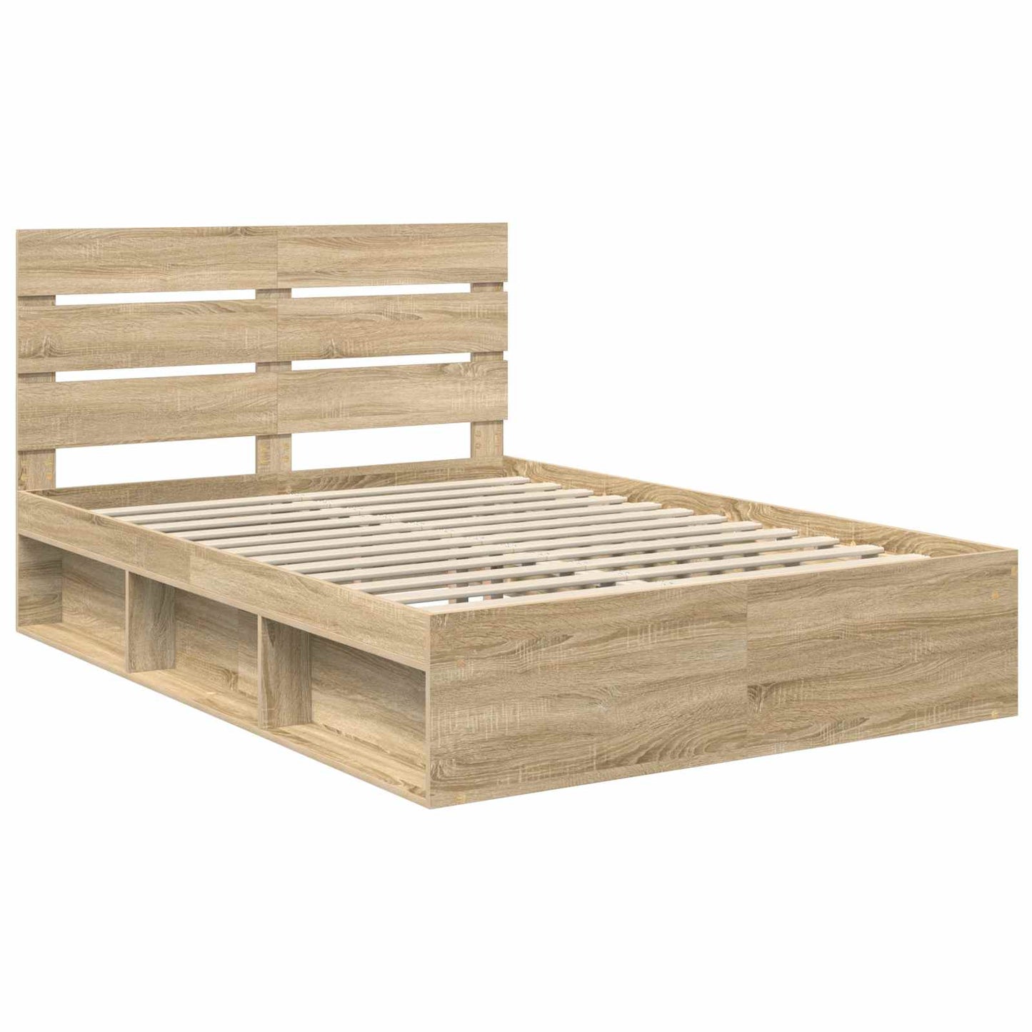 Bed Frame with Headboard Sonoma 140 x 200 cm Solid Pine Wood