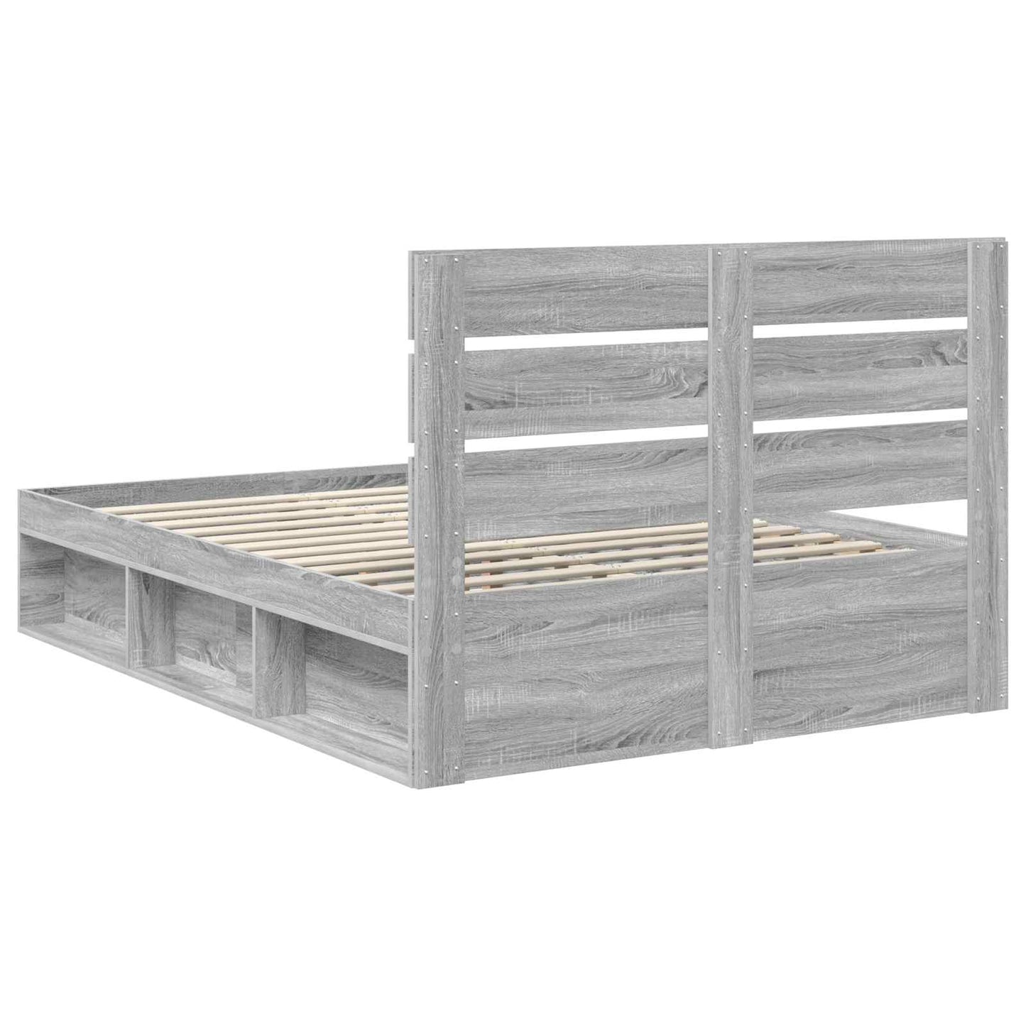 Bed Frame Grey Sonoma 140 x 200 cm Solid Pine Wood