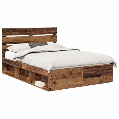 Bed Frame with Headboard Old Wood 140 x 200 cm Solid Pine Wood